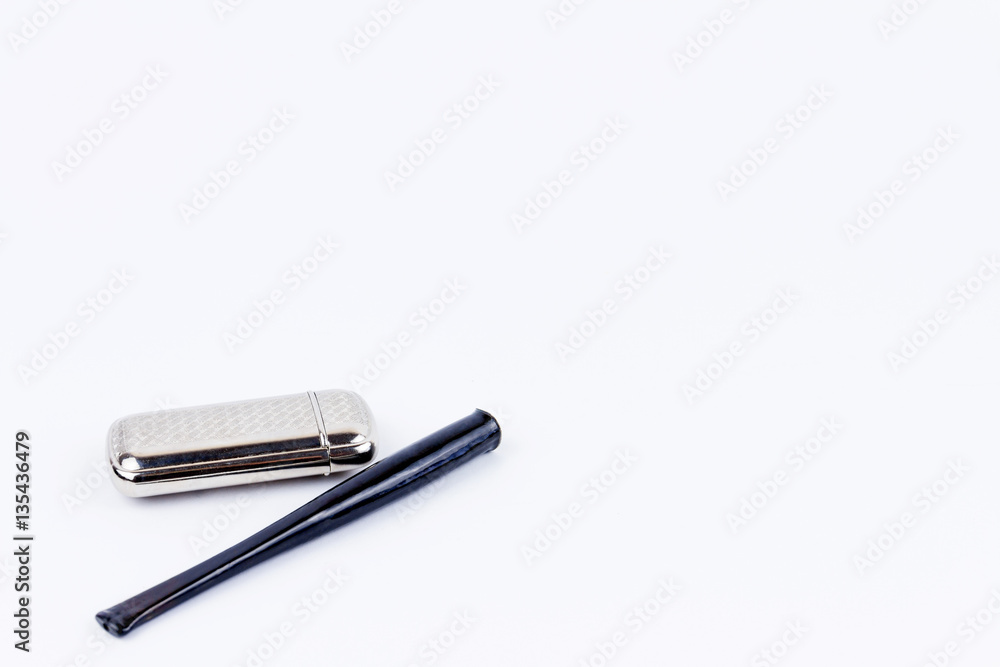 Object photography of a lighter and a cigarette-holder Object photography of a lighter and a cigarette-holder