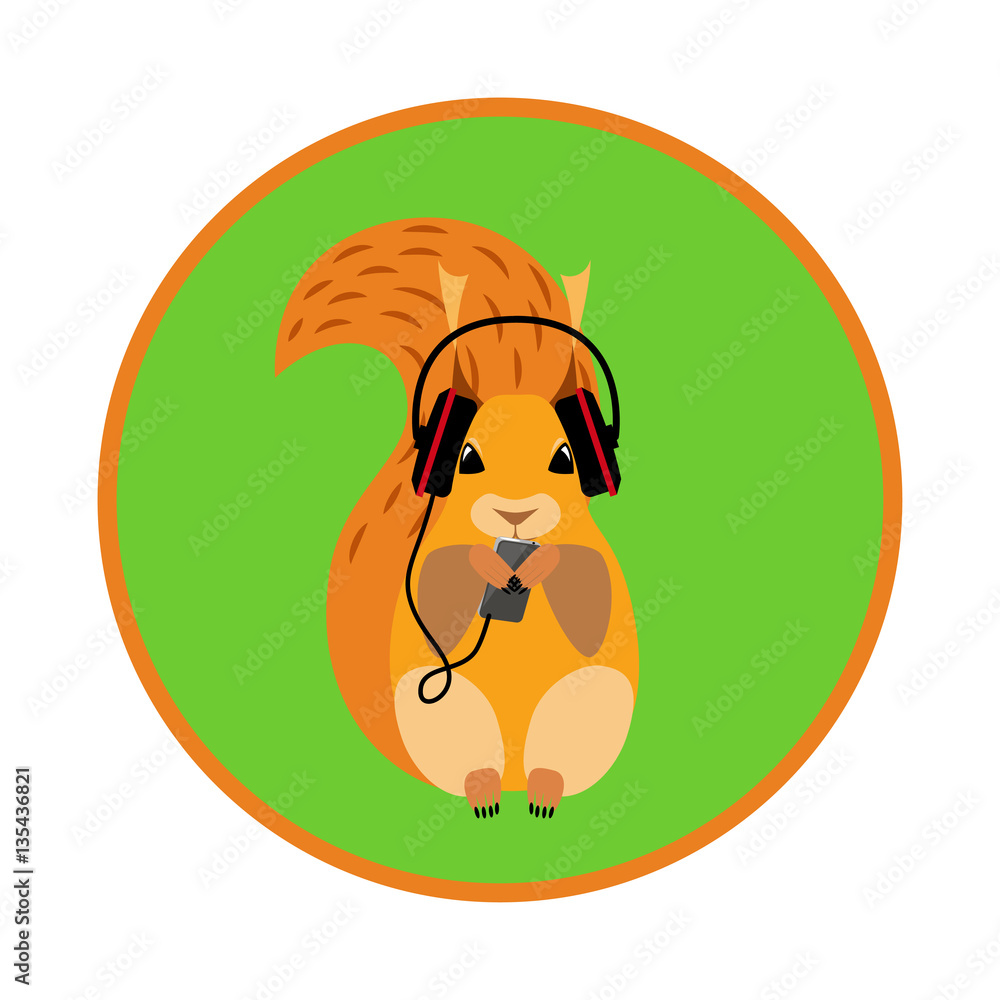 Vettoriale Stock Image squirrel in headphones. Adobe Stock