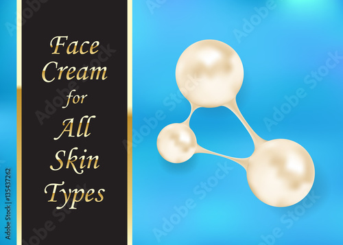 Cosmetic logotype, pearls structure. Vector beauty illustration of clinically tested innovative product. Cosmetic skin, hair care treatment design, Cosmetic design element,