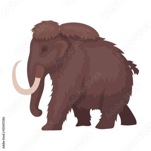 Mammoth icon in cartoon style isolated on white background. Dinosaurs and prehistoric symbol stock vector illustration.