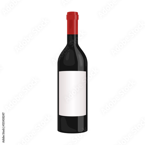 Bottle of red wine icon in cartoon style isolated on white background. Wine production symbol stock vector illustration.