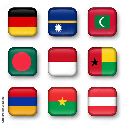 Free Download Set of world flags quadrangular badges ( Germany . Nauru . Maldives . Bangladesh . Indonesia . Guinea-Bissau . Armenia . Burkina Faso . Austria ) - GFXLoad