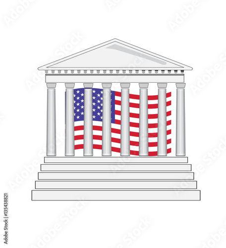Vector image of a court building with the USA flag
