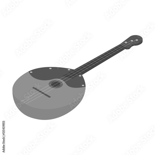 Domra icon in monochrome style isolated on white background. Musical instruments symbol stock vector illustration.