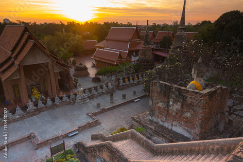 Wat Yai Chai Mongkol temple in Ayutthaya province Thailand, the