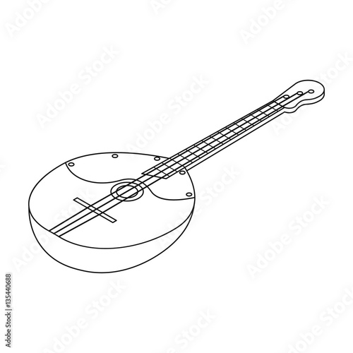 Domra icon in outline style isolated on white background. Musical instruments symbol stock vector illustration.