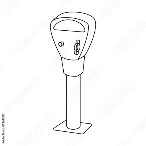 Parking meter icon in outline style isolated on white background. Parking zone symbol stock vector illustration.