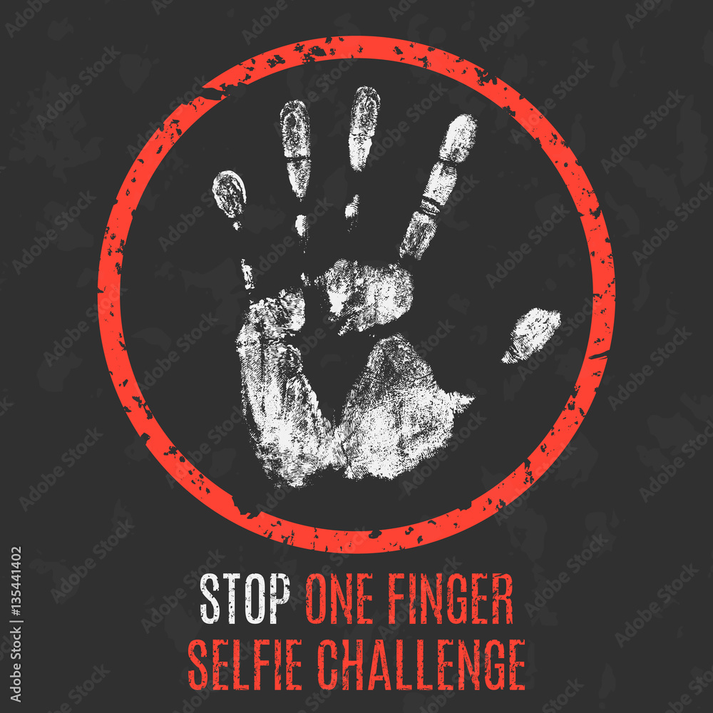Vettoriale Stock Vector Stop One Finger Selfie Challenge Adobe Stock 