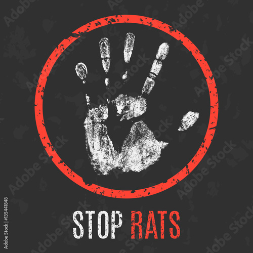 Vector illustration. Stop rats.