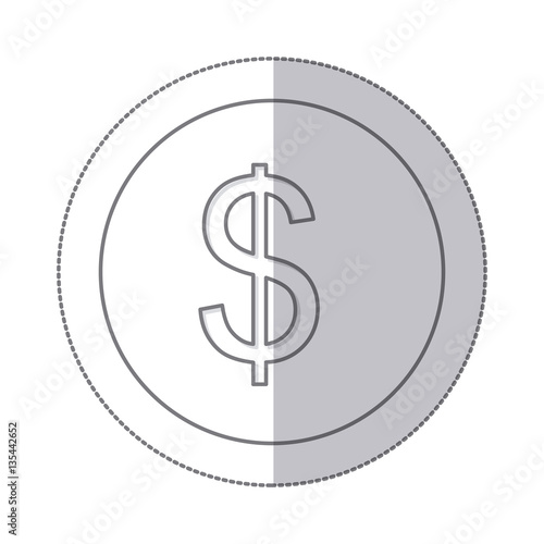 middle shadow monochrome circle with currency symbol of dollar vector illustration photo