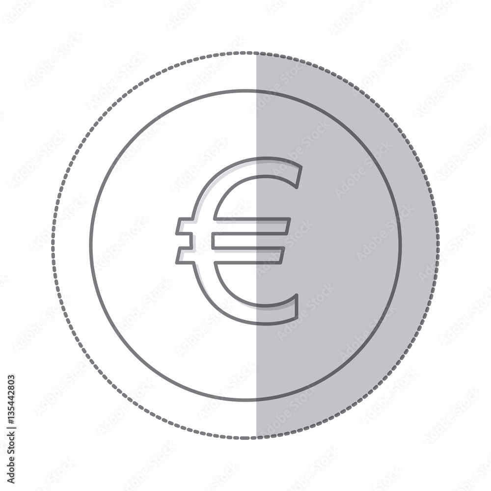 middle shadow monochrome circle with currency symbol of euro vector illustration middle shadow monochrome circle with currency symbol of euro vector illustration