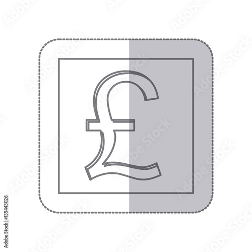 middle shadow monochrome square with currency symbol of sterling pound vector illustration