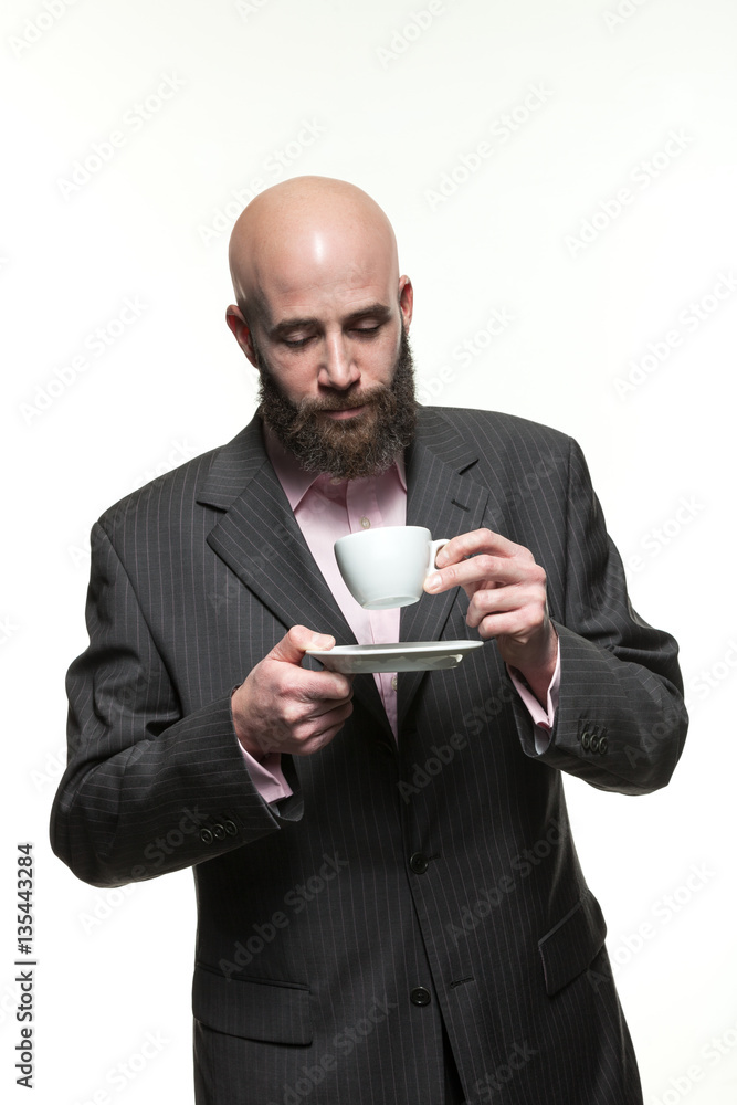 Man drinks a cup of coffee Man drinks a cup of coffee