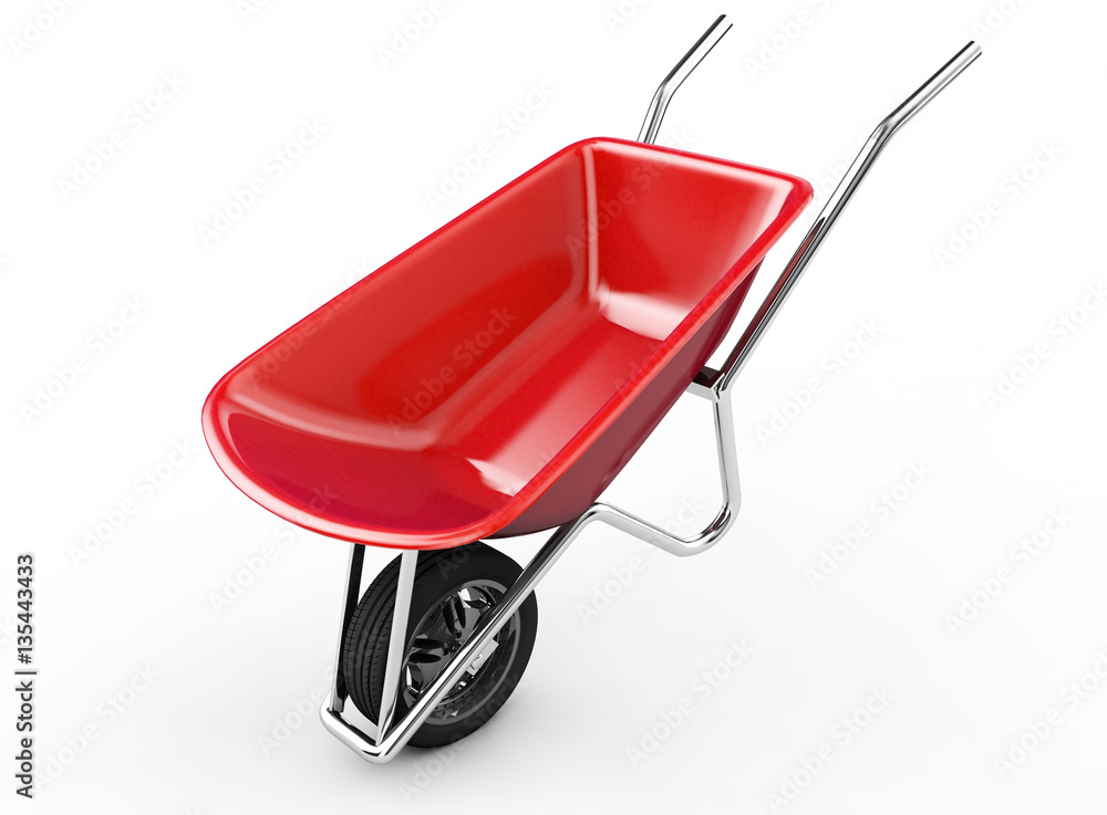 3d rendered image of wheelbarrow on white background 3d rendered image of wheelbarrow on white background