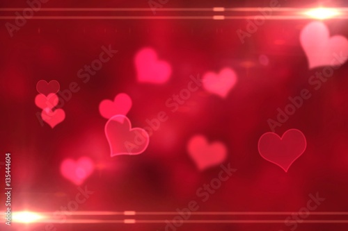 gradient red ruby background with heart shape bokeh light photo