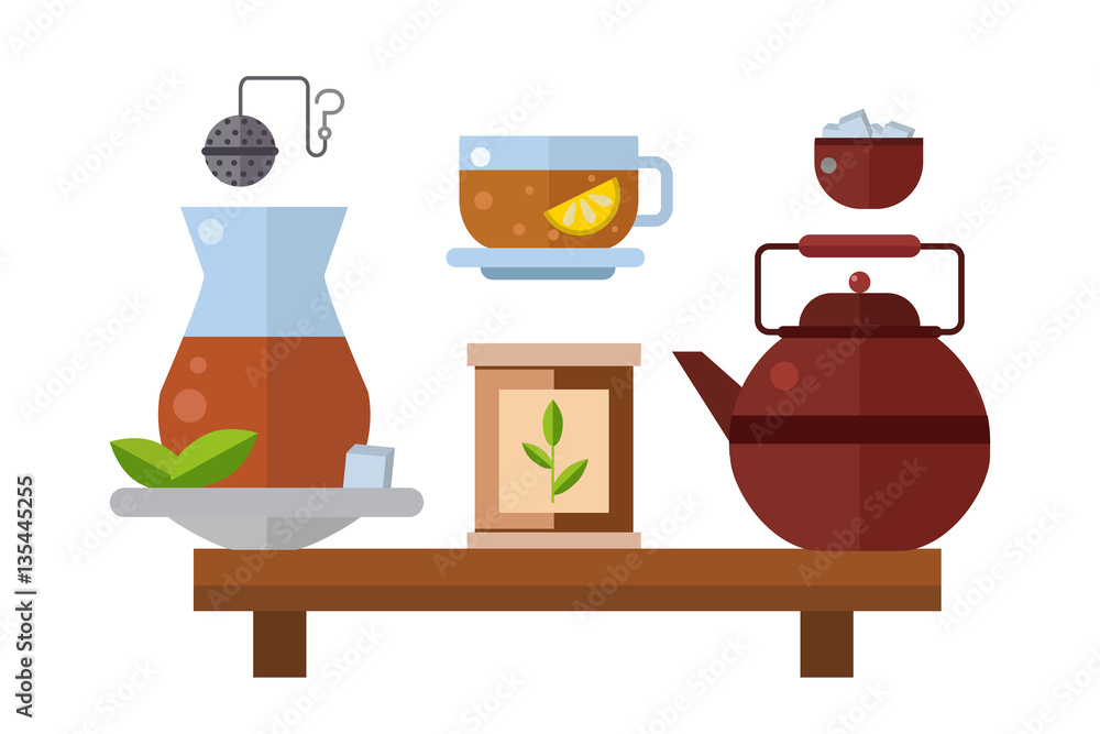 Tea ceremony traditional asian drink vector illustration. Stock Vector ...