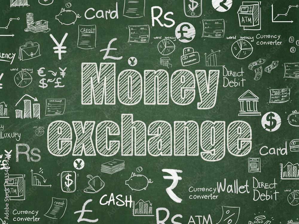 Banking concept: Money Exchange on School board background Banking concept: Money Exchange on School board background