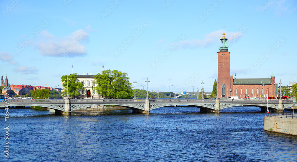 Bridge and city hall in Stockholm