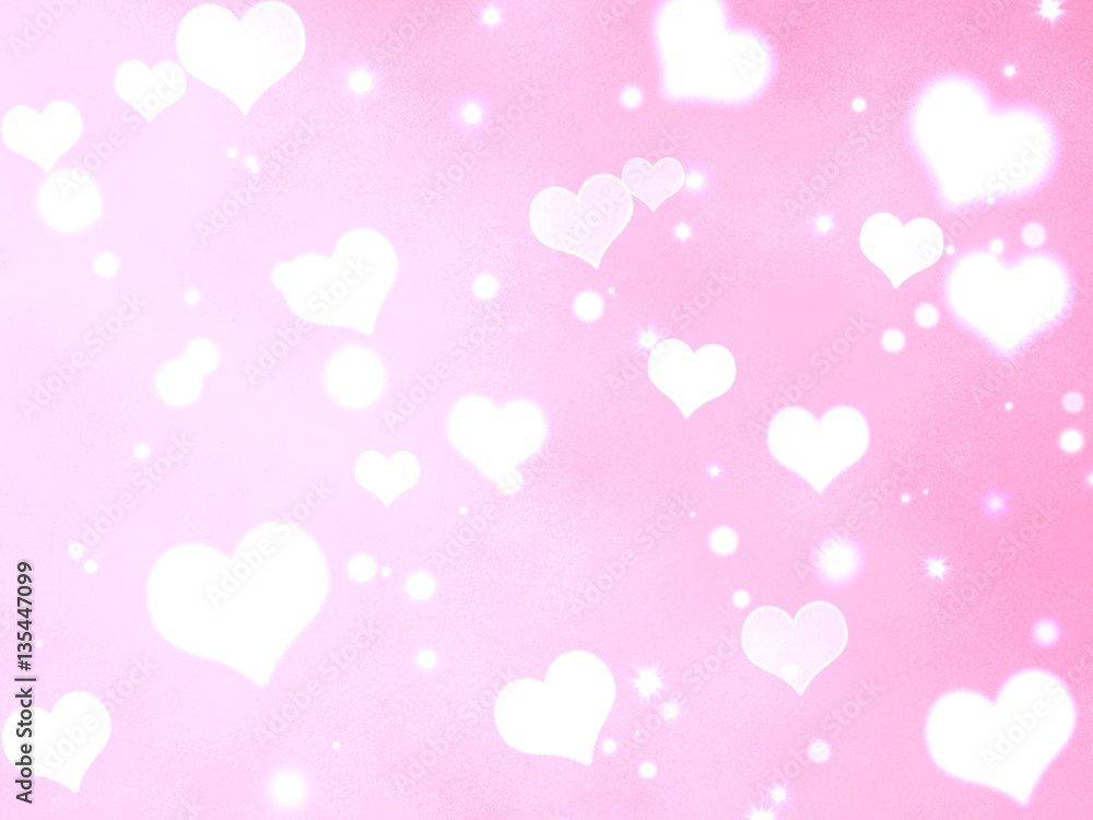 flat pink color heart shape with sparkle background 