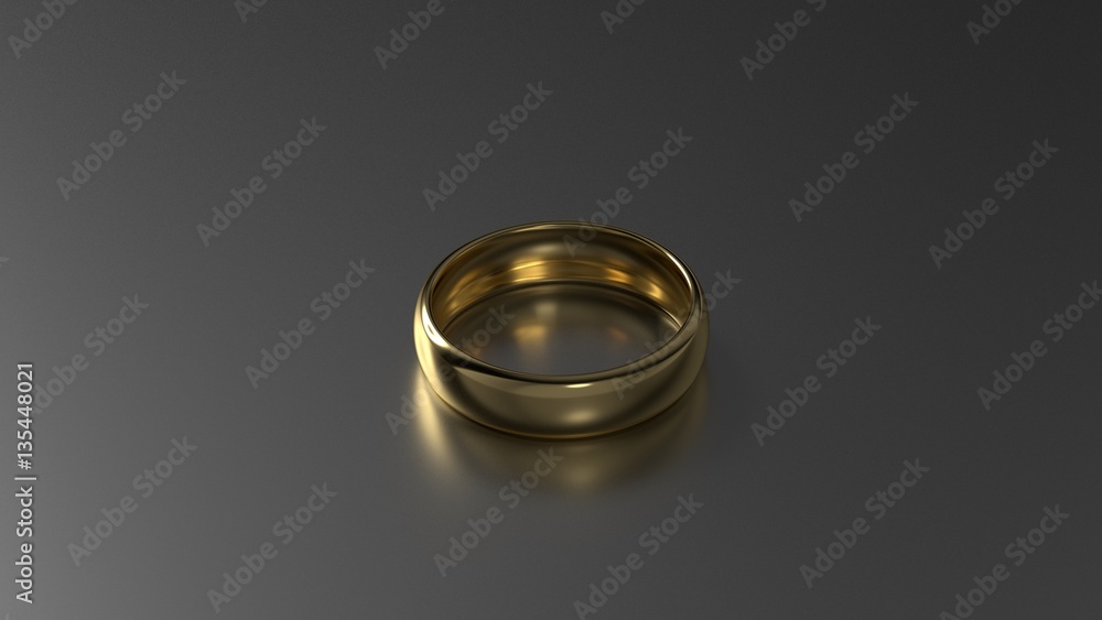 The beauty gold wedding ring on black background. 3d rendering The beauty gold wedding ring on black background. 3d rendering