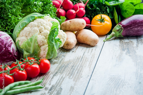 fresh vegetables on the table.