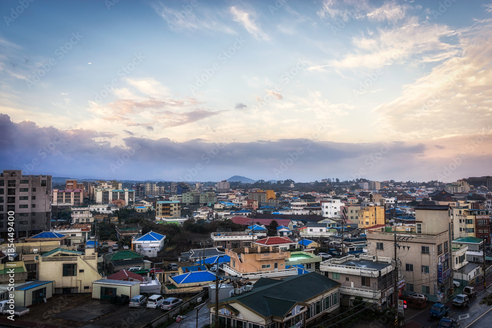 Hamdeok Seoubong beach town during sunrise