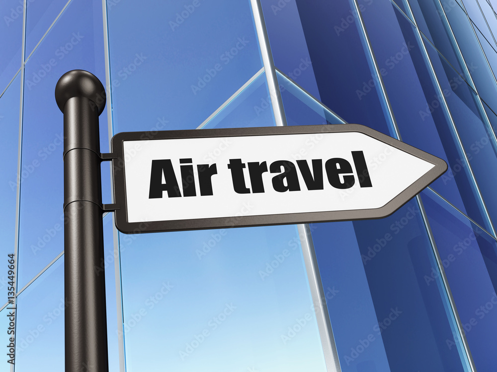 Tourism concept: sign Air Travel on Building background