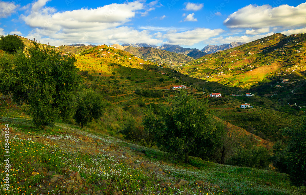 Fototapeta premium Sunny Day and Mountains in Malaga, Spain