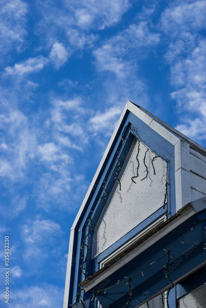 abstract modern wood roof house on clear blue sky - can use to display or montage on product abstract modern wood roof house on clear blue sky - can use to display or montage on product