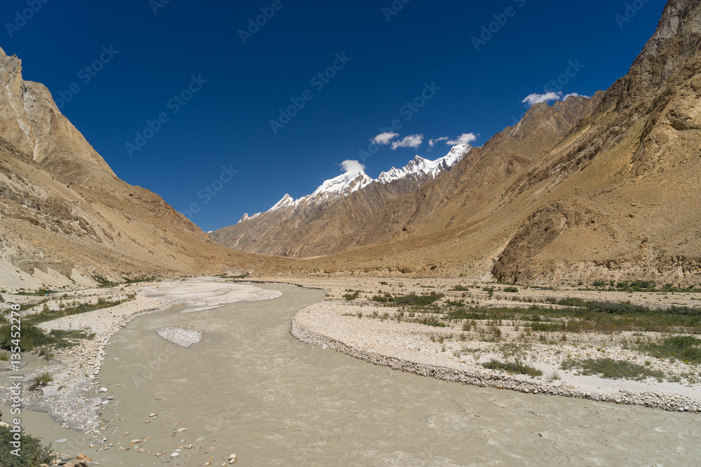 Curve of river along the way to K2 base camp, K2 trek, Pakistan