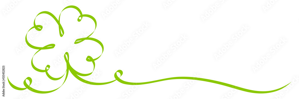 Obraz premium Single Calligraphy Green Cloverleaf Ribbon