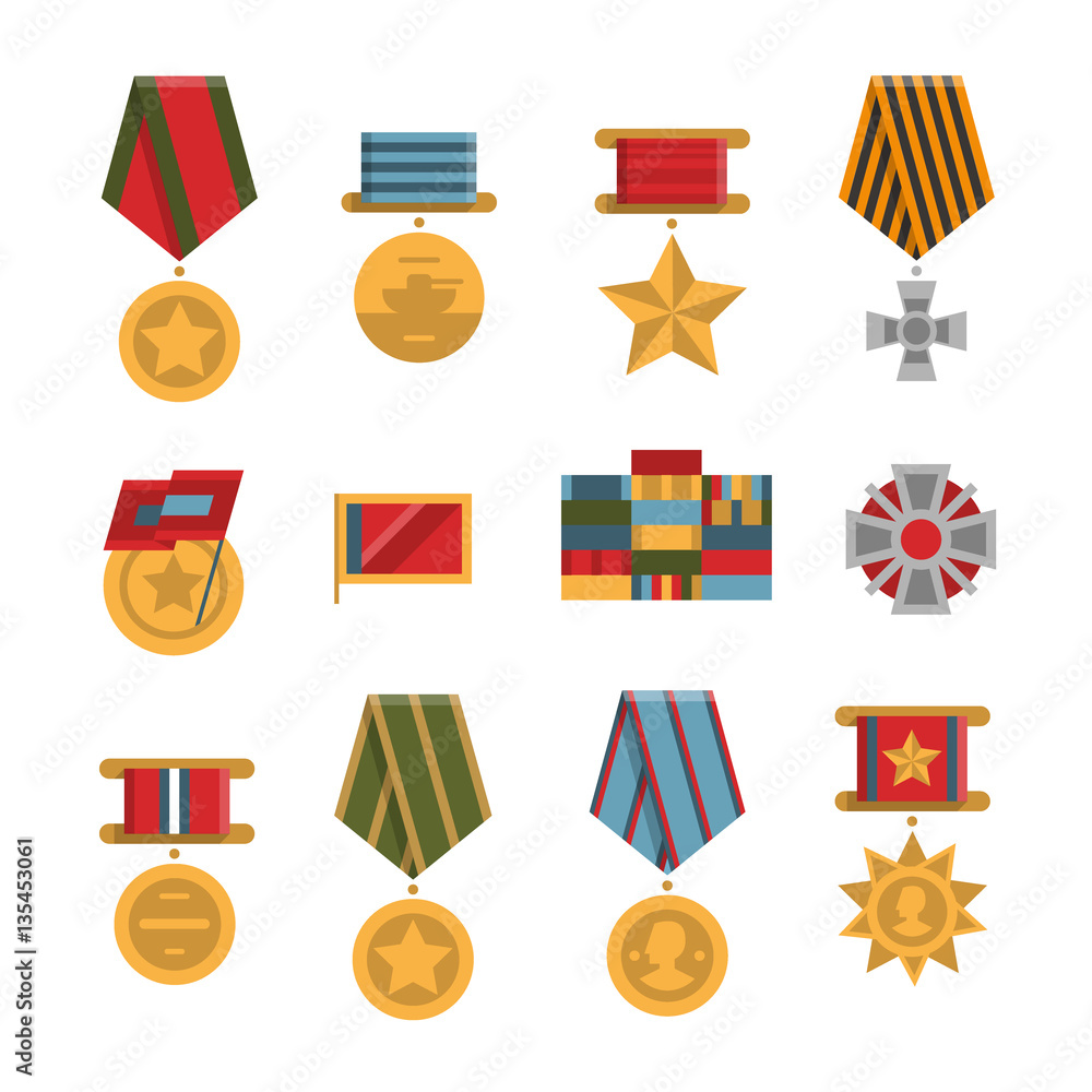 Naklejka premium Set of public commemorative award medals.