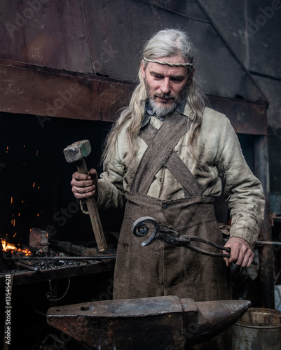 Billede på lærred Old blacksmith forges detail in the smithy