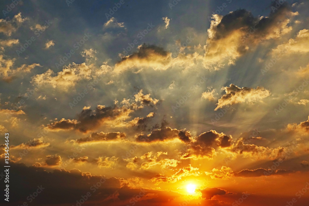 Fototapeta premium Blur focus Cloud beautiful sky sunset outdoor background