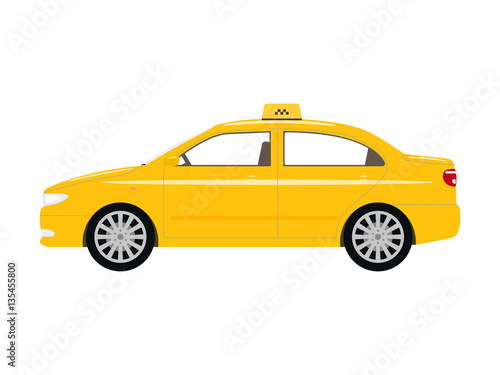 Vector illustration cartoon car yellow taxi