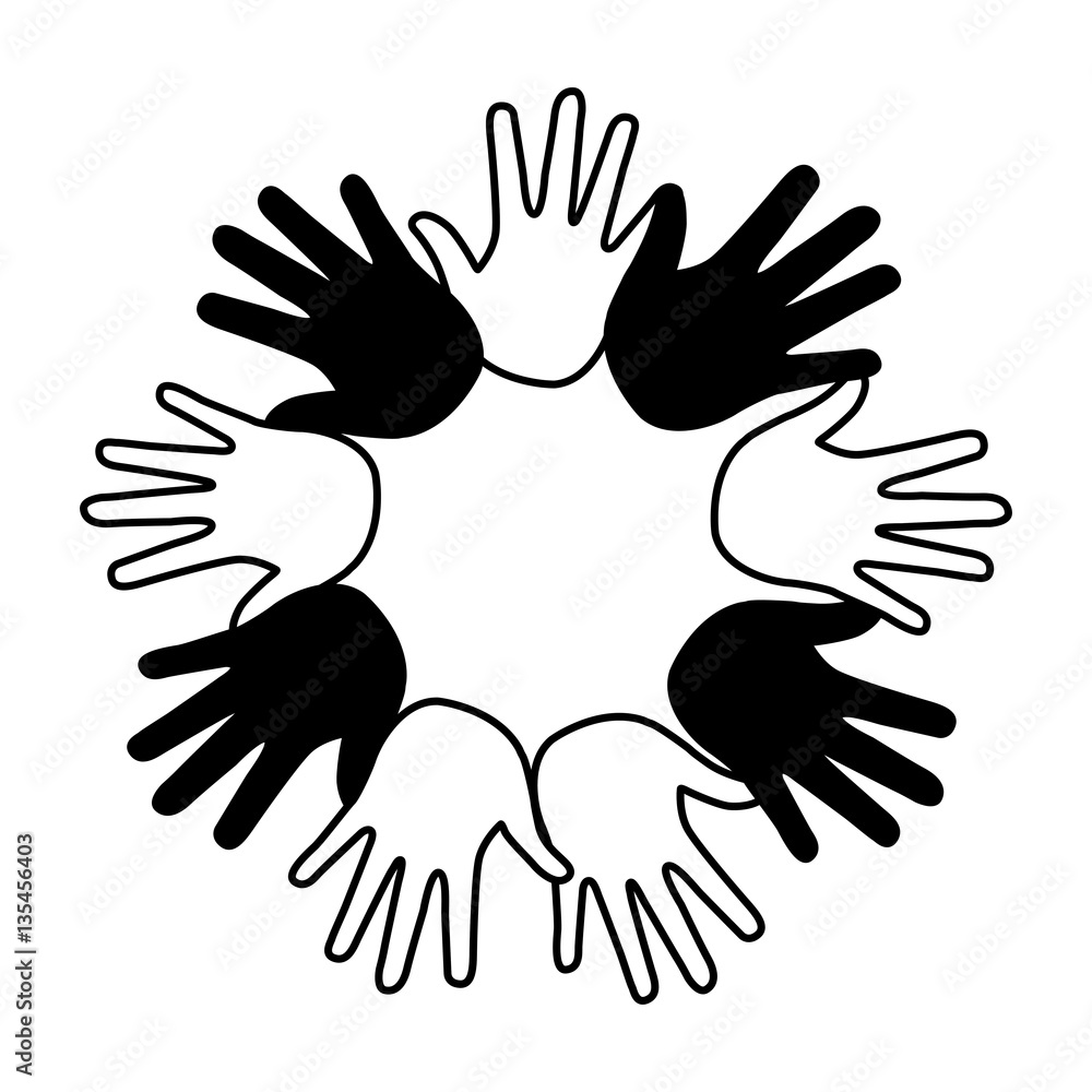 Obraz premium hands print paint around vector illustration design
