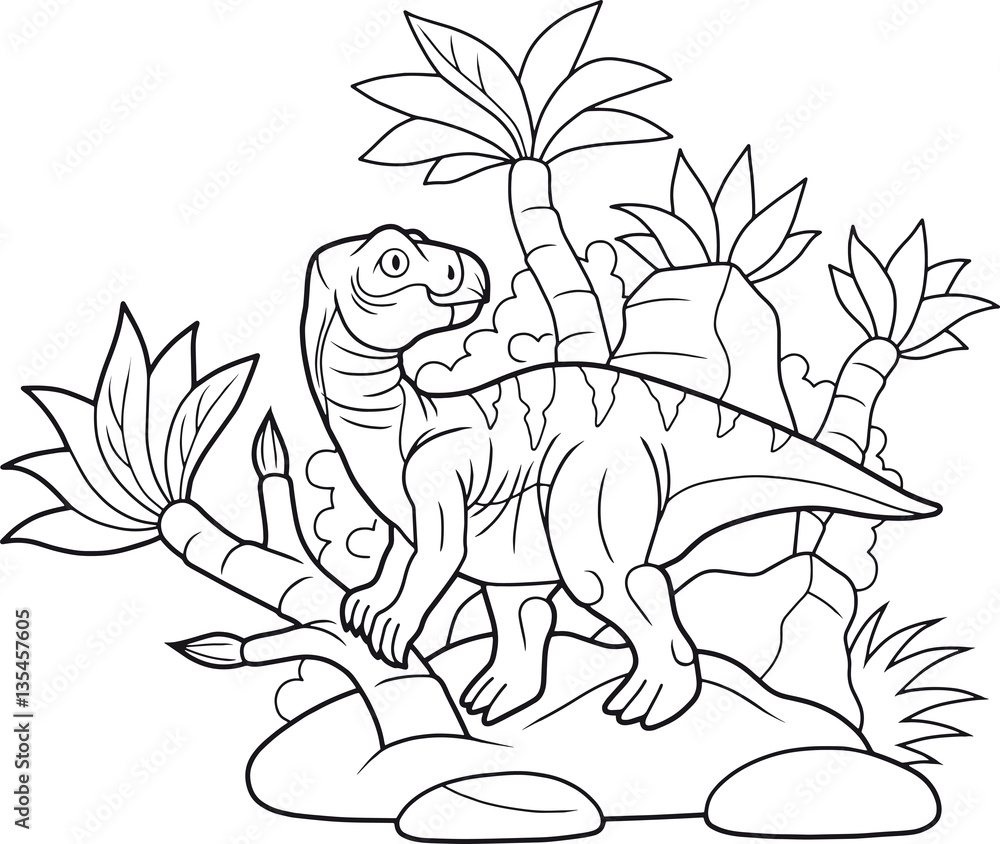 cartoon Iguanodon went for a walk cartoon Iguanodon went for a walk