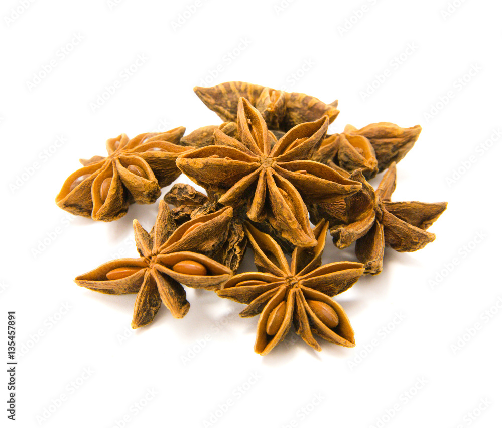 Heap of anise star space isolated of white background Heap of anise star space isolated of white background