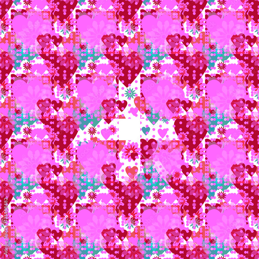 Seamless valentine spotty pattern with translucent hearts (vector eps 10) Seamless valentine spotty pattern with translucent hearts (vector eps 10)