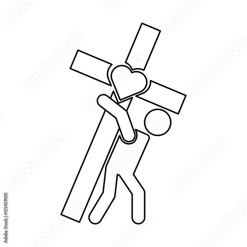 Human silhouette carrying the crossvector illustration design