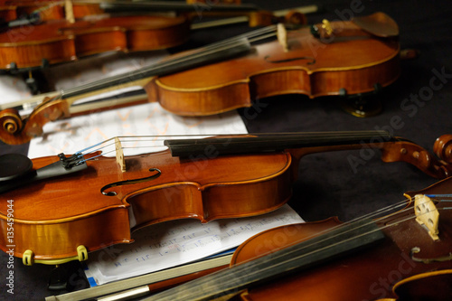 Violins on music sheets photo
