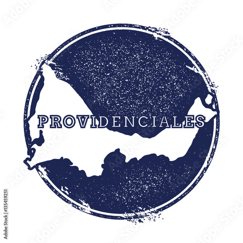 Providenciales vector map. Grunge rubber stamp with the name and map of island, vector illustration. Can be used as insignia, logotype, label, sticker or badge.