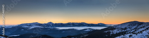 mountain snow sunset panorama