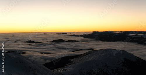 sunrise panorama above the clouds