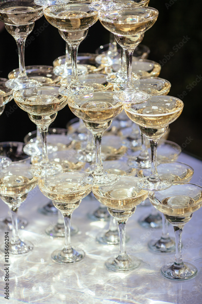 Hill of glasses with a sparkling and white smoke Hill of glasses with a sparkling and white smoke