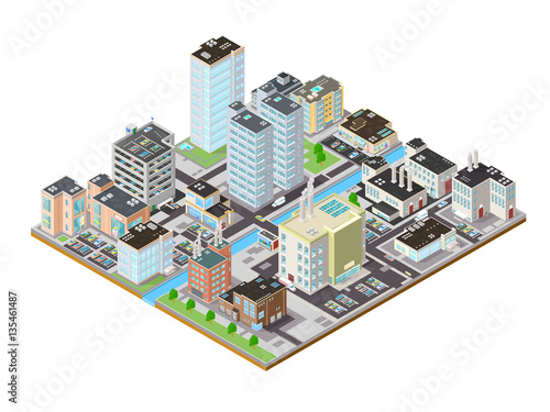 Isometric City Icon.

A vector illustration of a busy isometric cityscape