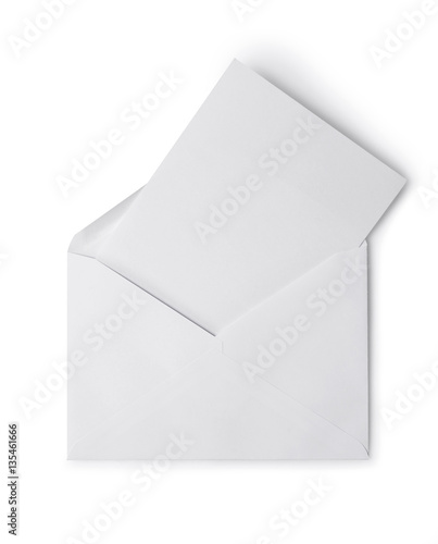 White envelope with folded blank sheet for correspondence