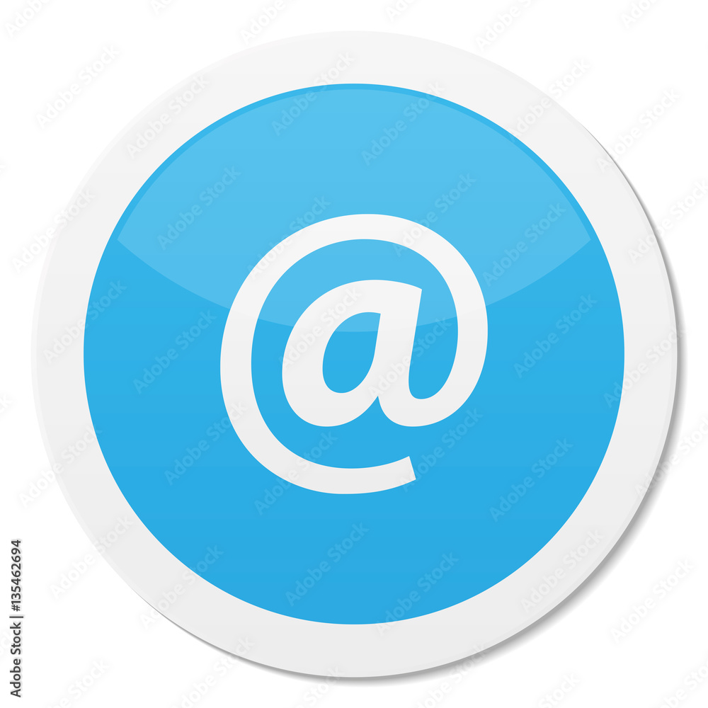 Glossy Blue Button with At Sign Icon Glossy Blue Button with At Sign Icon