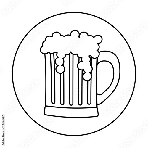 contour glass beer icon image design, vector illustration