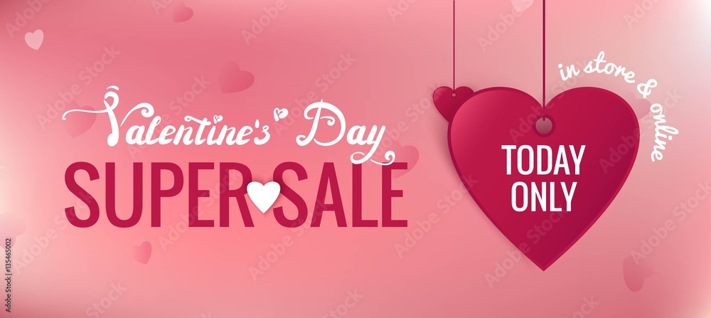 Sale header or banner set with discount offer for Happy Valentine's Day celebration. Vector illustration